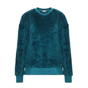 Summer & Rose Oversized Sherpa Crew Neck Pullover Womens Size Small Medium Green